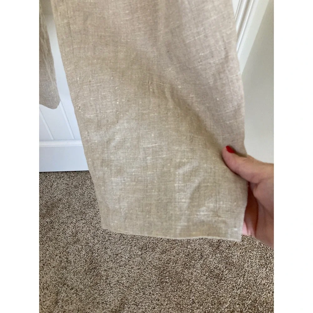 Harve‎ Benard Tan Linen Blend Pleated High Waisted Tapered Trousers Size 6